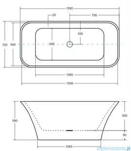 Besco Assos S-Line 160x70cm wanna wolnostojąca #WMD-160-AL - Wanny - miniaturka - grafika 2