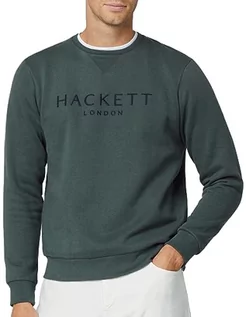 Bluzy męskie - Hackett London Męska bluza Heritage Crew, Zielony (ciemnozielony), XXL - grafika 1