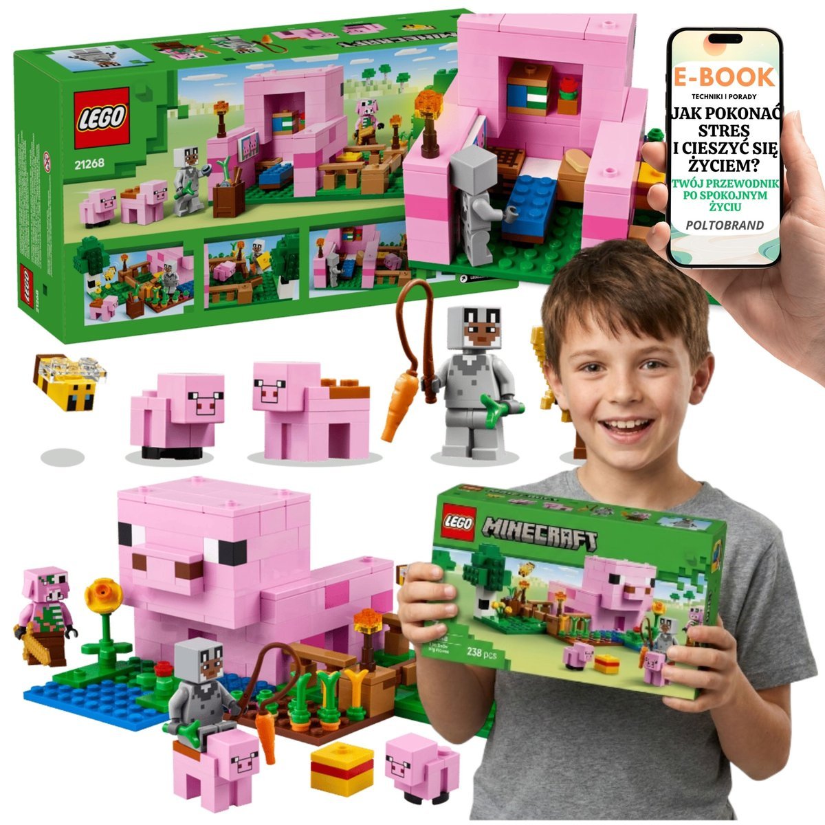 LEGO DOM ŚWINKI 21268 LEGO Minecraft Farma Zwierzęta Minecraft + E-BOOK-1
