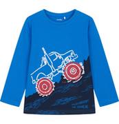 Moda i Uroda OUTLET - T-shirt z długim rękawem dla chłopca, z dużym autem, niebieski 3-8 lat - miniaturka - grafika 1