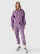 Spodnie sportowe damskie - 4F Spodnie dresowe joggery damskie - fioletowe XS - miniaturka - grafika 1
