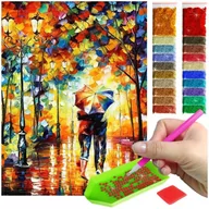 Malowanie po numerach - Haft Diamentowy ARTULIO, Obraz DIY 5D, Diamond Painting, Mozaika diamentowa 30x40cm (Romantyczny spacer w jesiennym parku) + zestaw akcesoriów - miniaturka - grafika 1