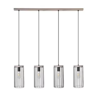 Britop LAMPA wisząca TIMEO 195109457 druciana OPRAWA metalowy ZWIS loftowy drewno czarny - Lampy sufitowe - miniaturka - grafika 1