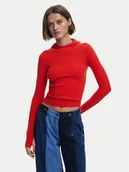 Swetry damskie - Desigual Sweter 25SWJF19 Czerwony Slim Fit - miniaturka - grafika 1