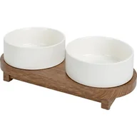 Miski dla psów - WIĘCEJ Ceramiczny stojak na dwie miski Premier biały - miniaturka - grafika 1