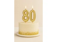 Urodziny dziecka - Świeczki cyferki złote - 80 - 2 szt. - miniaturka - grafika 1