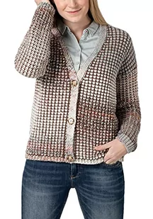 Timezone Damska kurtka z dzianiny Puffy Cardigan, Beżowy brązowy Multicolor, XS - Kurtki damskie - miniaturka - grafika 1