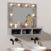 Toaletki - Lumarko Szafka z lustrem i LED, szary dąb sonoma, 60x31,5x62 cm - miniaturka - grafika 1