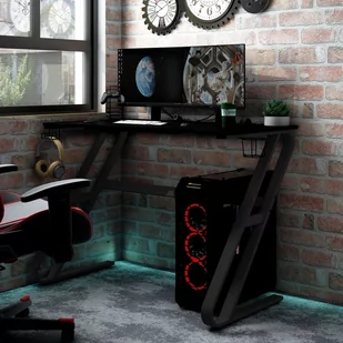 vidaXL Biurko  do gier z nogami w kształcie ZZ czarne 110x60x75 cm 325412 - Biurka gamingowe - miniaturka - grafika 1