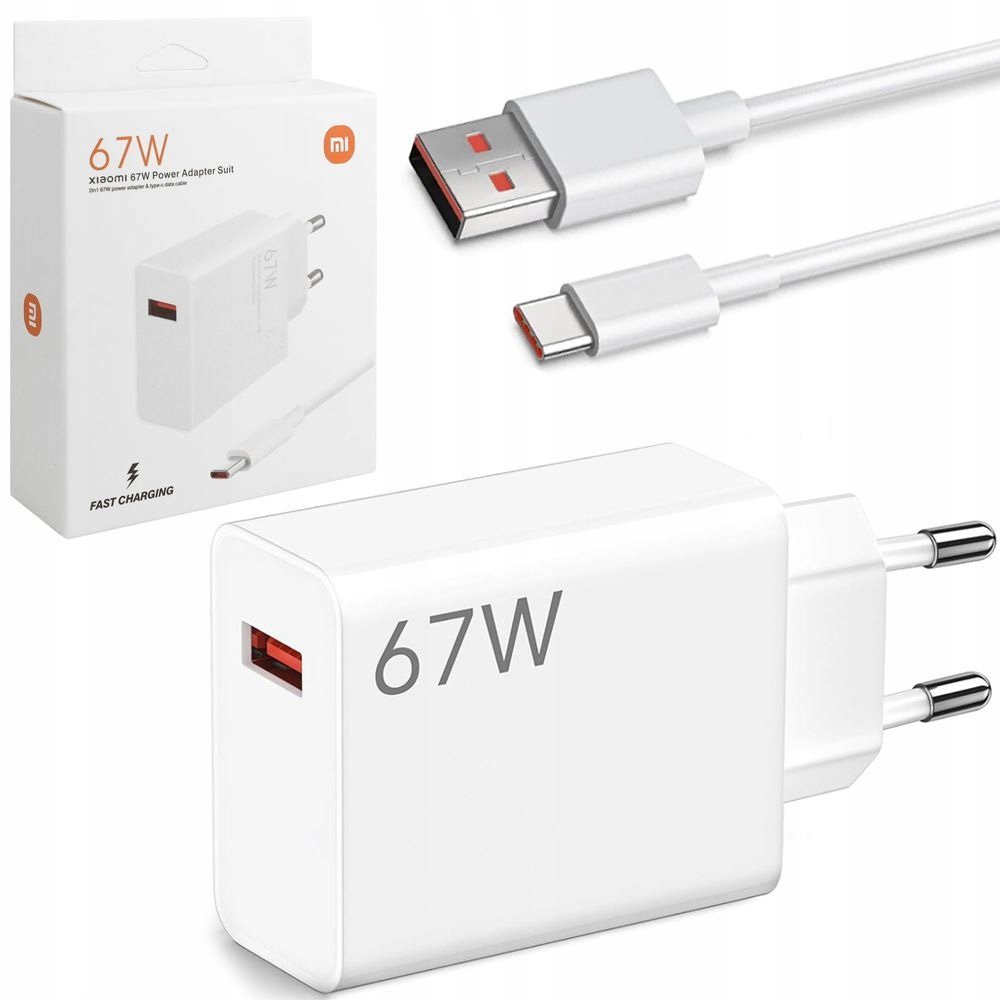 Szybka Ładowarka sieciowa Xiaomi , USB typ C do Xiaomi 6200 mA biały 67W
