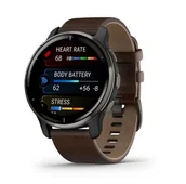 Smartwatch - Zegarek Sportowy Garmin Venu 2 Plus Black Slate Leather - miniaturka - grafika 1