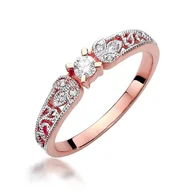 Pierścionki - Złoty pierścionek Diament 0,10ct różowe złoto pr. 585 - miniaturka - grafika 1