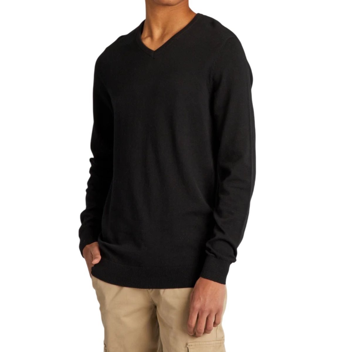 Sweter męski Hopenlife Vis klasyczny czarny w serek-S