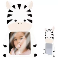 Lusterka do makijażu - Kids Collection Lustro dekoracyjne ścienne dla dziecka do pokoju lusterko lustereczko ozdobne do zawieszenia zebra - miniaturka - grafika 1