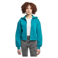 Bluzy damskie - Urban Classics Damska bluza z krótkim zamkiem błyskawicznym, zielony, XXL - miniaturka - grafika 1