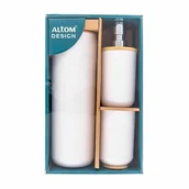 Akcesoria łazienkowe - Komplet łazienkowy 3-elementowy biały/bambus - miniaturka - grafika 1