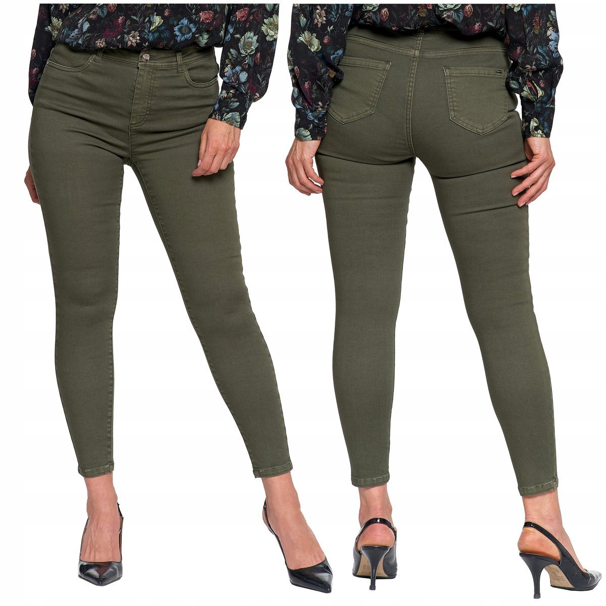 SPODNIE DAMSKIE RURKI SKINNY Eleganckie Casual Bawełna MORAJ r. 3XL