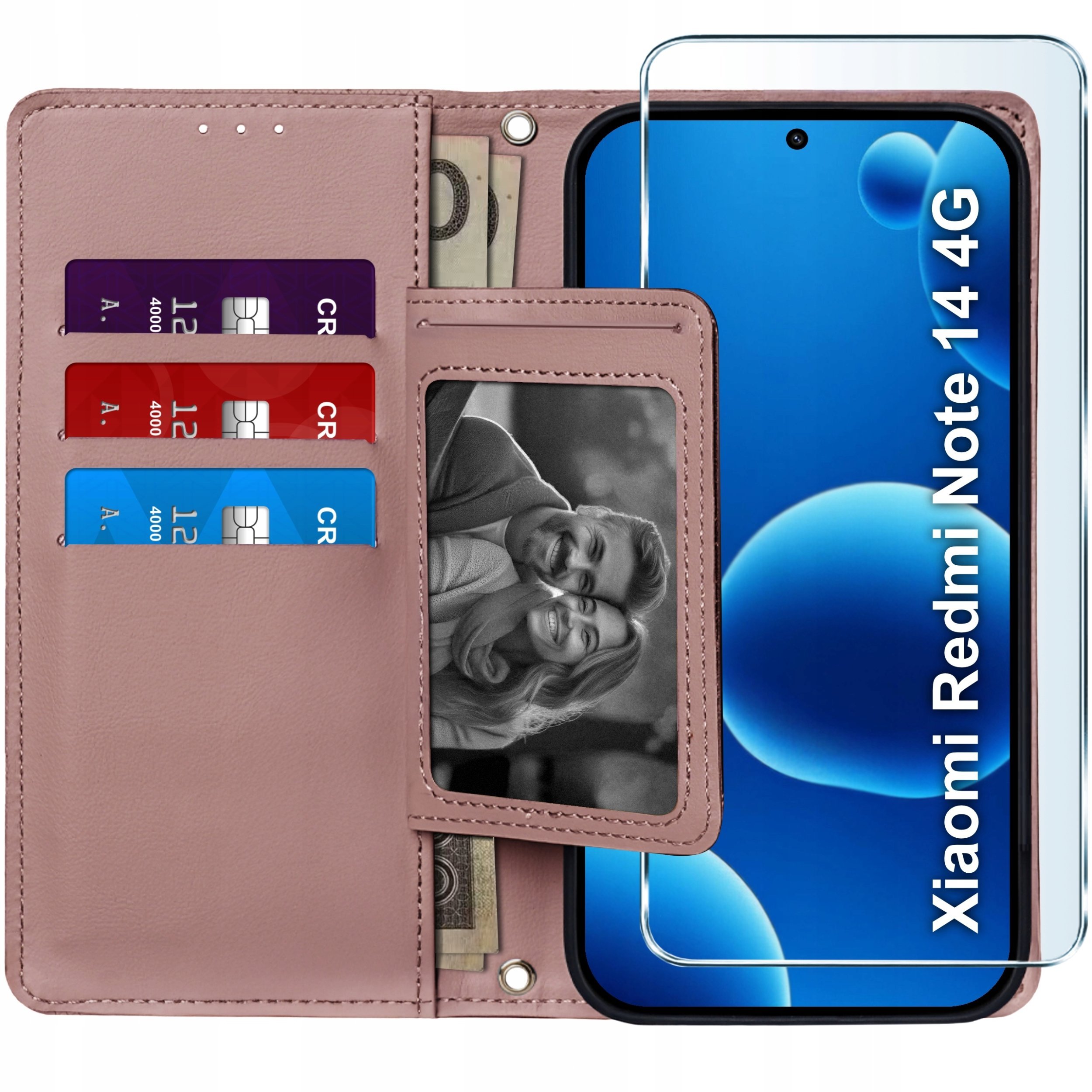 ETUI z klapką do Xiaomi Redmi Note 14 4G Zamykane Magnetyczne + SZKŁO 9H