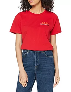 Koszulki i topy damskie - Lee Damska koszulka z logo Chest, Różowy (Warp Red Kg), XS - grafika 1