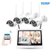 Kamery IP - Hiseeu 4pcs All in one with 12inch LCD Monitor Wireless Security Camera System Home 8CH 3MP NVR Kit 1536P Outdoor - miniaturka - grafika 1