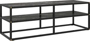 Szafka pod TV czarna ze szkłem hartowanym o wyglądzie marmuru 120x40x40 cm - Szafki RTV - miniaturka - grafika 1