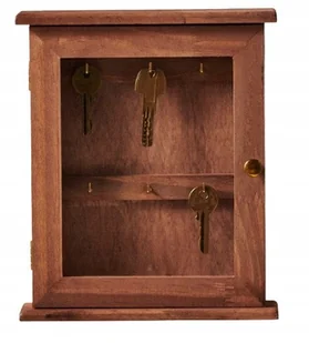 wieszak na klucze szafka drewniana 6 haczyków, brązowa Wieszak drewno - Szafki na klucze - miniaturka - grafika 1