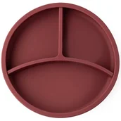 Miseczki i talerzyki dla dzieci - ECORASCALS Talerzyk 3 w 1 silikonowy BURGUNDY z przyssawką - miniaturka - grafika 1