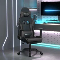 Fotele gamingowe - vidaXL Fotel gamingowy z masażem i podnóżkiem czarno-szara imitacja skóry - Fotel gamingowy - Fotele gamingowe - Fotel biurowy - Krzesło - miniaturka - grafika 1