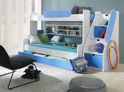 Łóżka dla dzieci i młodzieży - Łóżko wielofunkcyjne REESE 200x120 białe/niebieskie - miniaturka - grafika 1