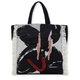 Torebka damska Desigual Shopper duża czarna z nadrukiem kwiatowym - Torebki damskie - miniaturka - grafika 1