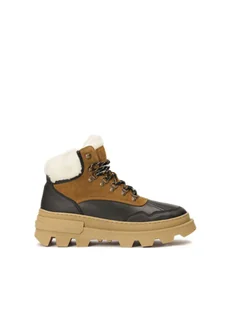 Brązowo-czarne trzewiki na grubej podeszwie - Botki męskie - miniaturka - grafika 1