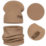 Czapki damskie - WIOSENNY DZIECIĘCY KOMPLET CZAPKA KOMIN BAWEŁNA PODWÓJNY MATERIAŁ BRĄZOWY - miniaturka - grafika 1