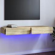 Szafki RTV - vidaXL Szafka pod TV z oświetleniem LED, dąb sonoma, 120x35x15,5 cm - miniaturka - grafika 1