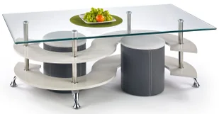 Ława szklana z pufami popiel F2-B67 - Ławy i stoliki kawowe Ława szklana z pufami popiel F2-B67 - Ławy i stoliki kawowe - miniaturka - grafika 1