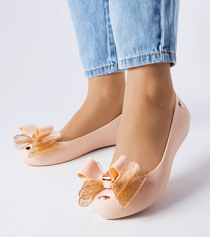 Beżowe balerinki meliski z kokardką Jerome -37