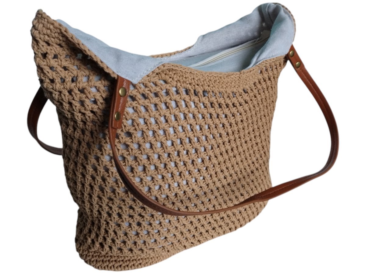 Brązowa Torebka Damska Na Lato, Listonoszka Na Ramię, Torba Shopper