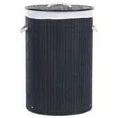 Kosze wiklinowe - Kosz bambusowy z pokrywą czarny SANNAR - miniaturka - grafika 1