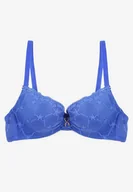 Biustonosze - Niebieski Koronkowy Biustonosz Push Up Ozdobiony Metaliczną Aplikacją Norithiel - miniaturka - grafika 1