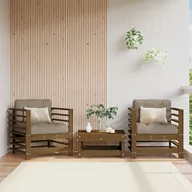 Komplety wypoczynkowe - vidaXL Fotele ogrodowe z poduszkami, 2 szt., miodowe, drewno sosnowe - miniaturka - grafika 1