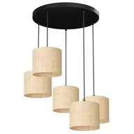 Lampy sufitowe - Rustykalna lampa wisząca, pięć abażurów LX 5283 z serii RATTAN - miniaturka - grafika 1