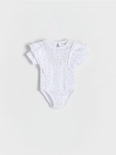 Reserved - Bawełniane body z falbanami - biały - Body dla niemowląt - miniaturka - grafika 1