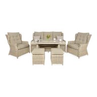 Meble ogrodowe - Meble technorattanowe TRIVENTO DINING 3 + PUFY Beige - miniaturka - grafika 1