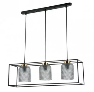 Italux Wisząca LAMPA loftowa SINELLA PND-23231-3-BK-SG szklany ZWIS klatka do jadalni czarna - Lampy sufitowe - miniaturka - grafika 2