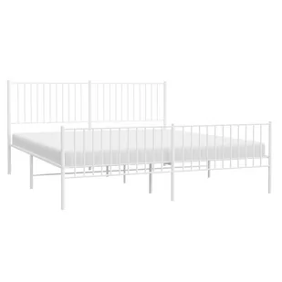Metalowa rama łóżka z wezgłowiem i zanóżkiem, biała, 180x200 cm Lumarko! - Łóżka - miniaturka - grafika 4