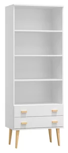 Regał drewniany Venuci 2 szuflady 89 cm biały - Regały - miniaturka - grafika 1