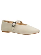 Baleriny - Wojas Skórzane baleriny w kolorze beżowym - miniaturka - grafika 1