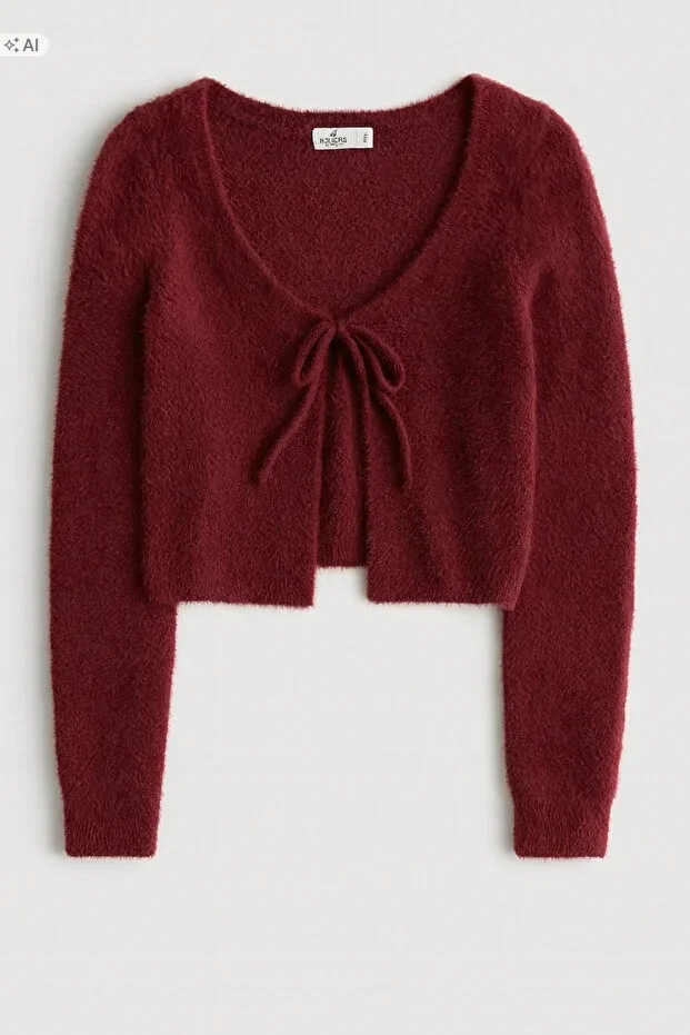 MIĘKKI KRÓTKI SWETER WIĄZANY W STYLU ELEGANCKIM 5IA