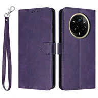 Portfele - Dla Realme 14 Pro 5G Etui z klapką Portfel ze skóry PU Pokrowiec na telefon Tekstura łydki - fioletowy Wielobarwny Purple - miniaturka - grafika 1