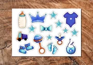 Dodatki do ciast w proszku - Wydruk cukrowy A4 chrzest roczek niebieski 16 elem. DIY - miniaturka - grafika 1