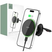 Uchwyty samochodowe do telefonów - Tech-Protect Uchwyt Magnetyczny MagSafe z Ładowaniem Bezprzewodowym 15W do Kratki Nawiewu MM15W-V3 czarny - miniaturka - grafika 1